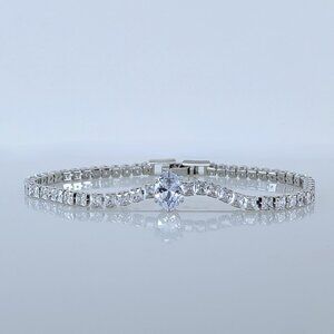 Solid 925 Sterling Silver Womens 2ct Oval Diamond Tennis Bracelet Ladies Jewelry